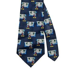 Vintage Mickey Unlimited Mickey Mouse USA Map Necktie Disney Tie Navy Blue